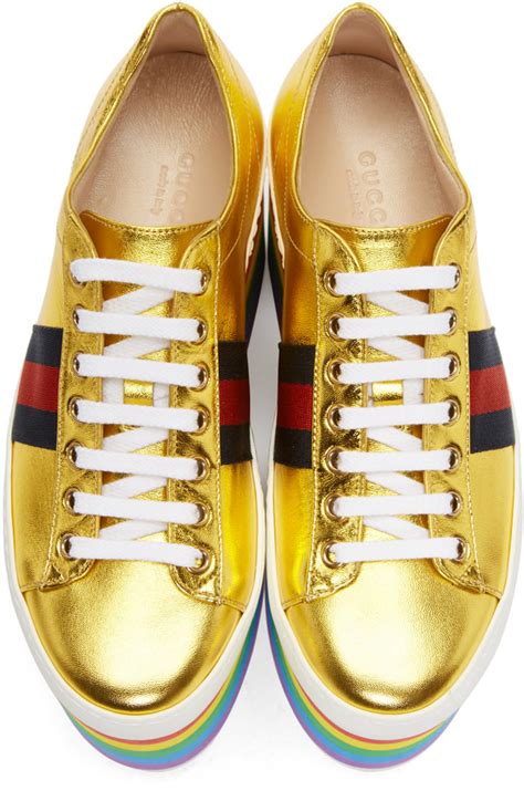 gucci rainbow shoes free shipping|Gucci peggy metallic shoes.